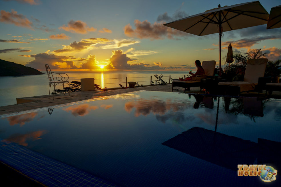 Vue depuis la terrasse de Petit Amour Villa, Beau Vallon, Seychelles