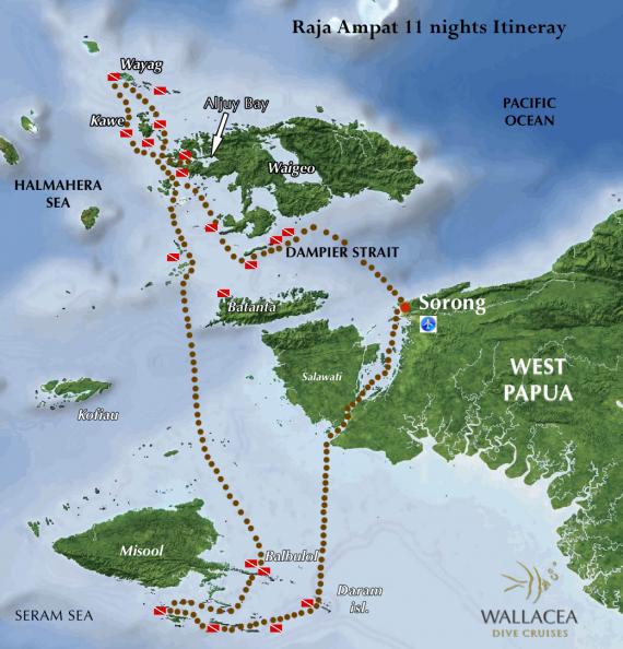 Itinéraire de notre croisière à Raja Ampat