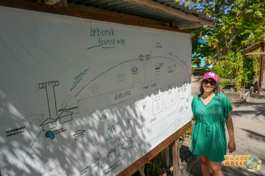 Plan du village d'Arborek, Raja Ampat, Indonésie